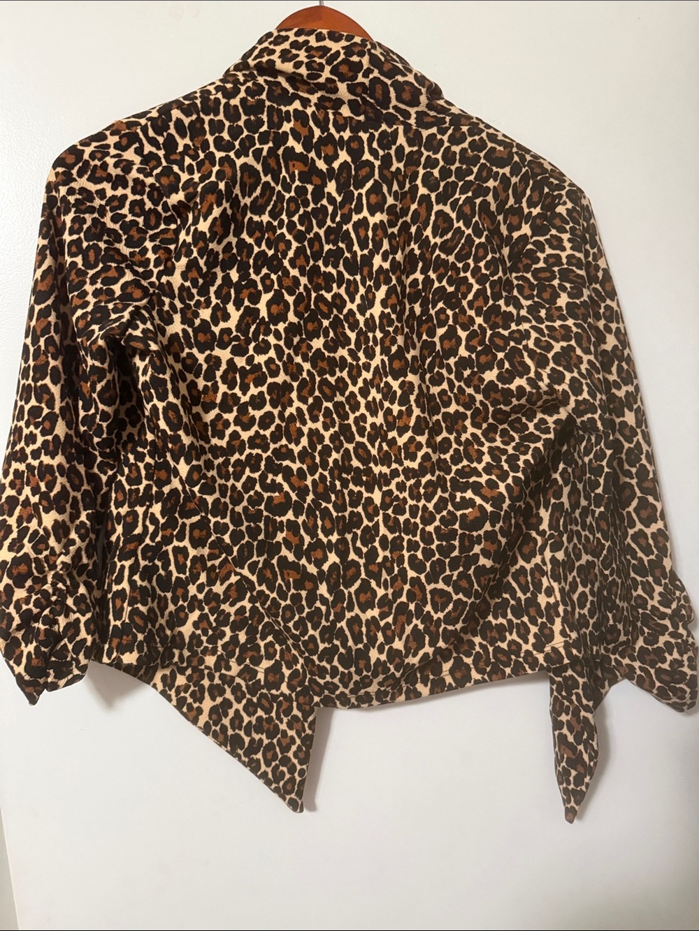 Hybrid & company Leopard Print Draped Open Front Jacket - Brown & Black - Picture 4 of 5